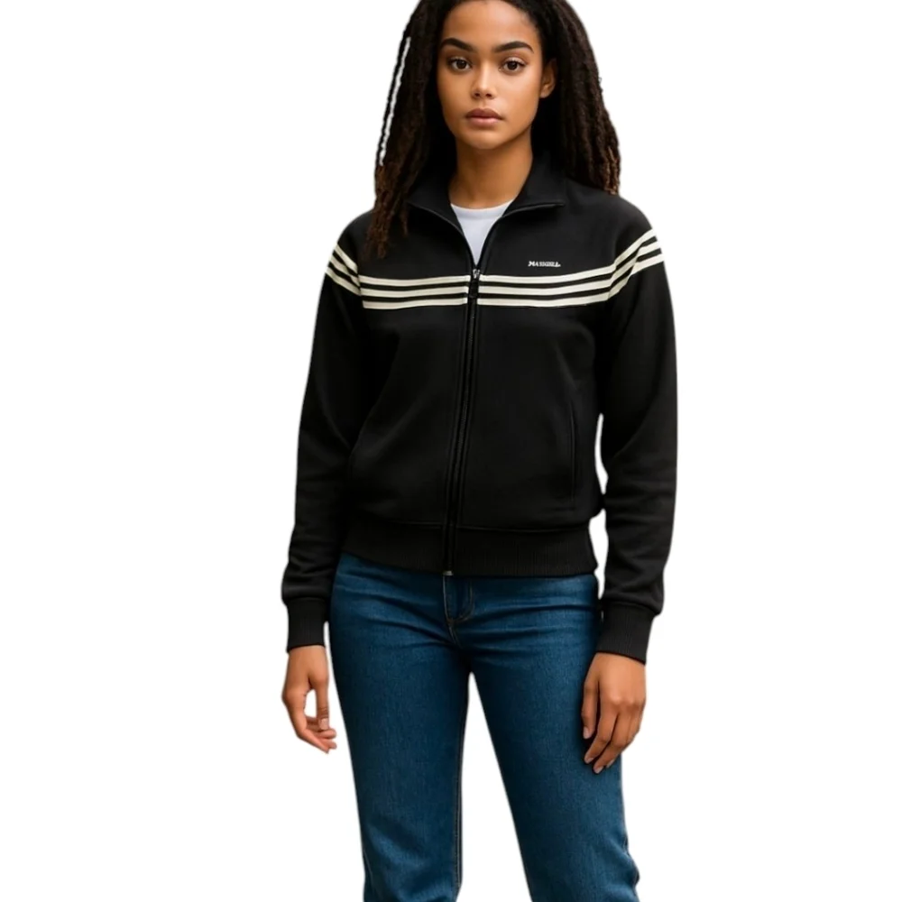 Adidas cotton blend Preppy zip front white stripes Black Track Jogger Jacket S - Picture 8 of 8